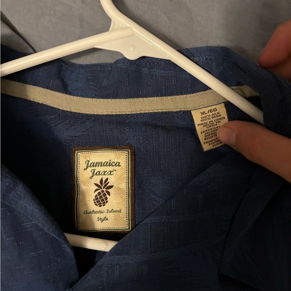 Blue Jamaica Jaxx Men’s Casual Button Down Shortsleeve Shirt Collared XL100%SILK - Picture 8 of 13